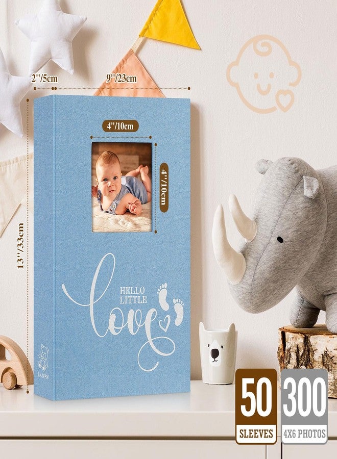 Lanpn Baby Photo Album 4x6 300 Pockets, Linen Hardcover Newborn Memory Book with Memo Writing Area, Bebe Photobook, Slip-in Picture Book, Ultrasound Album Keepsake Gifts for Boy Baby Shower Blue - Image 2